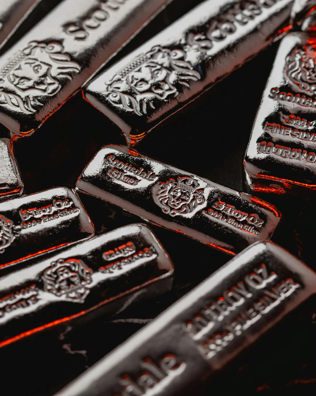 Silver bullion bars with embossed branding